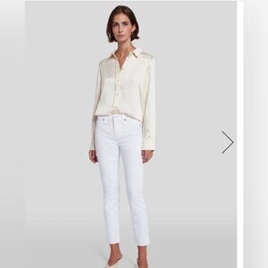 7 For All Mankind Roxanne Ankle with Raw Hem White Size 25